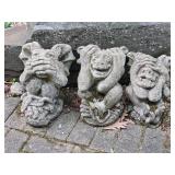 Awesome See-No-Evil Concrete Gargoyle Set - (3)