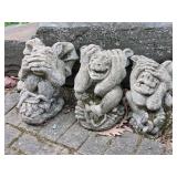 Awesome See-No-Evil Concrete Gargoyle Set - (3)