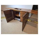 Handsome Cherry Finish Sewing Machine Cabinet