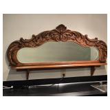 Breathtaking Handcarved Wood Wall Mirror with Mantle