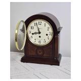 Gorgeous Mahogany Inlay Howard Miller Mantle Clock