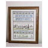 Vintage Schoolhouse Alphabet Framed Needlepoint