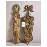 Gold Leafed Carved Wood Relief Decor - (2)