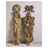 Gold Leafed Carved Wood Relief Decor - (2)