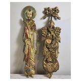 Gold Leafed Carved Wood Relief Decor - (2)