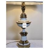 Elegant Vintage Enamel / Brass Table Lamp From Stiffle