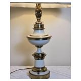 Elegant Vintage Enamel / Brass Table Lamp From Stiffle