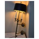 Elegant Vintage Louis XVI Style Brass Wall Mount Lamp Fixture with Black Shade