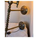 Elegant Vintage Louis XVI Style Brass Wall Mount Lamp Fixture with Black Shade