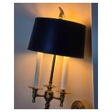 Elegant Vintage Louis XVI Style Brass Wall Mount Lamp Fixture with Black Shade