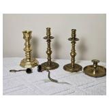 Amazing Vintage Brass Candlestick Set with Snuffer - (4)