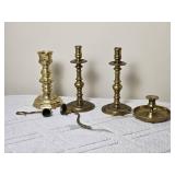 Amazing Vintage Brass Candlestick Set with Snuffer - (4)
