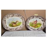 Spode Handpainted Bird Decorative Platter Pair - Woodland
