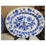 Classic Blue Flow Ceramic Platter Pair