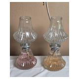 Gorgeous Vintage Cut Glass Oil Lamp Pair