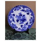 English Antique Blue Flow Plate - Cauldon - Candia