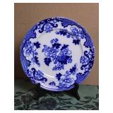English Antique Blue Flow Plate - Cauldon - Candia
