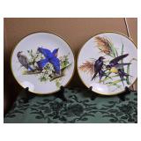 Roger Tony Peterson - 24kt Gold Decorated Limited Edition Bird Plate Pair - Bluebird / Barn Swallow