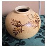 Rustic Floral Earthenware Vase - Pottery Craft