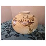 Rustic Floral Earthenware Vase - Pottery Craft