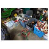 Large Lot of Holiday Christmass Decorations With Tree Stand Holiday Train Set