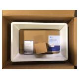 Eridanus Denbigh Crisp White Ceramic 24 in. Single Bowl Farmhouse Apron Kitchen Sink with Bottom Grid and Basket Strainer  Customer Returns See Pictures