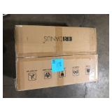 Eridanus Denbigh Crisp White Ceramic 24 in. Single Bowl Farmhouse Apron Kitchen Sink with Bottom Grid and Basket Strainer  Customer Returns See Pictures