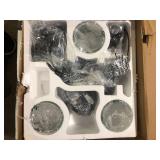 Home Decorators Collection Knollwood 17-1/2 in. 3-Light Black Bronze with Brass Accents Industrial Round Chandelier for Kitchens Bulbs Included    Customer Returns See Pictures