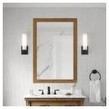 Home Decorators Collection Bellington 28 in. W x 40 in. H Rectangular Framed Wall Mount Bathroom Vanity Mirror in Almond Latte  Customer Returns See Pictures