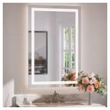 KeonJinn 24 in. W x 36 in. H Rectangular Frameless with Frontlit & Backlit Anti-Fog LED Mirro Wall Mount Bathroom Vanity Mirror Customer Returns See Pictures
