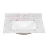 Home Decorators Collection 31 in. W x 22 in. D Engineered Stone Composite White Rectangular Single Sink Vanity Top in Lunar Customer Returns See Pictures