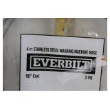 Everbilt 4 Ft Stainless Steel Washing Machine Hose Set, 2 Pack, 90° End