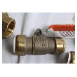Set of 3 Brass Ball Valves and Connectors with Lever Handles