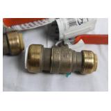 Set of 3 Brass Ball Valves and Connectors with Lever Handles