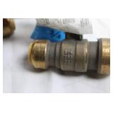 Set of 3 Brass Ball Valves and Connectors with Lever Handles