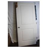 Molded 2-Panel Smooth Interior Door with Satin Nickel Hardware 36x80