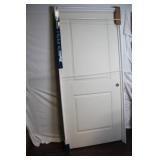 Molded 2-Panel Smooth Left Hand Door with Satin Nickel Hinge