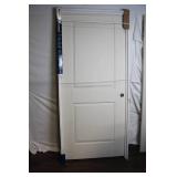 Molded 2-Panel Smooth Left Hand Door with Satin Nickel Hinge