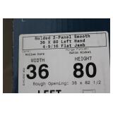 Molded 2-Panel Smooth Left Hand Door with Satin Nickel Hinge