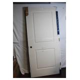 Molded 2-Panel Smooth Left Hand Door with Satin Nickel Hinge