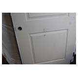 Molded 2-Panel Smooth Left Hand Door with Satin Nickel Hinge