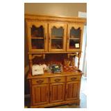 2pc Oak Cabinet. Beautiful. 75" x 45" x 19" (Contents not included)