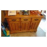 2pc Oak Cabinet. Beautiful. 75" x 45" x 19" (Contents not included)
