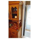 2pc Oak Cabinet. Beautiful. 75" x 45" x 19" (Contents not included)