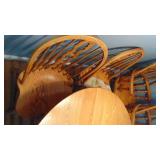 47" Rd Solid Oak Table with 2 Leafs and 6 Chairs (Oil Lamps Not Included)