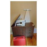 Bernina Record Sewing Machine and Cabinet with Carrying Case and Ironing Board. 30.5" x 39" x 16"