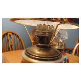 3 - Oil Lamps, One with Reproduction Aladdin Shade and Ring
