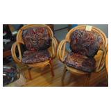 2 - Rattan Arm Chairs with Pads