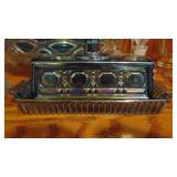 Carnival Glass Butterdish, Misc Glass Candlesticks and Bowls