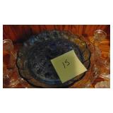 Carnival Glass Butterdish, Misc Glass Candlesticks and Bowls